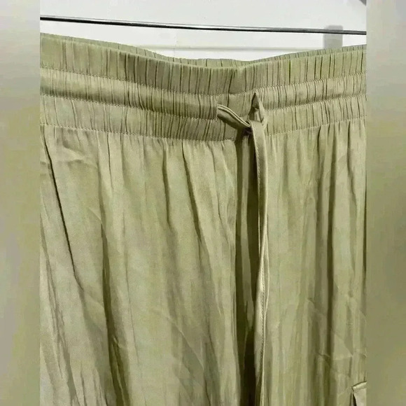 NWT Rachel Zoe Flowy Satin Wide Leg Pants Pockets Elastic Tie Waist Bronze XS - Picture 4 of 6